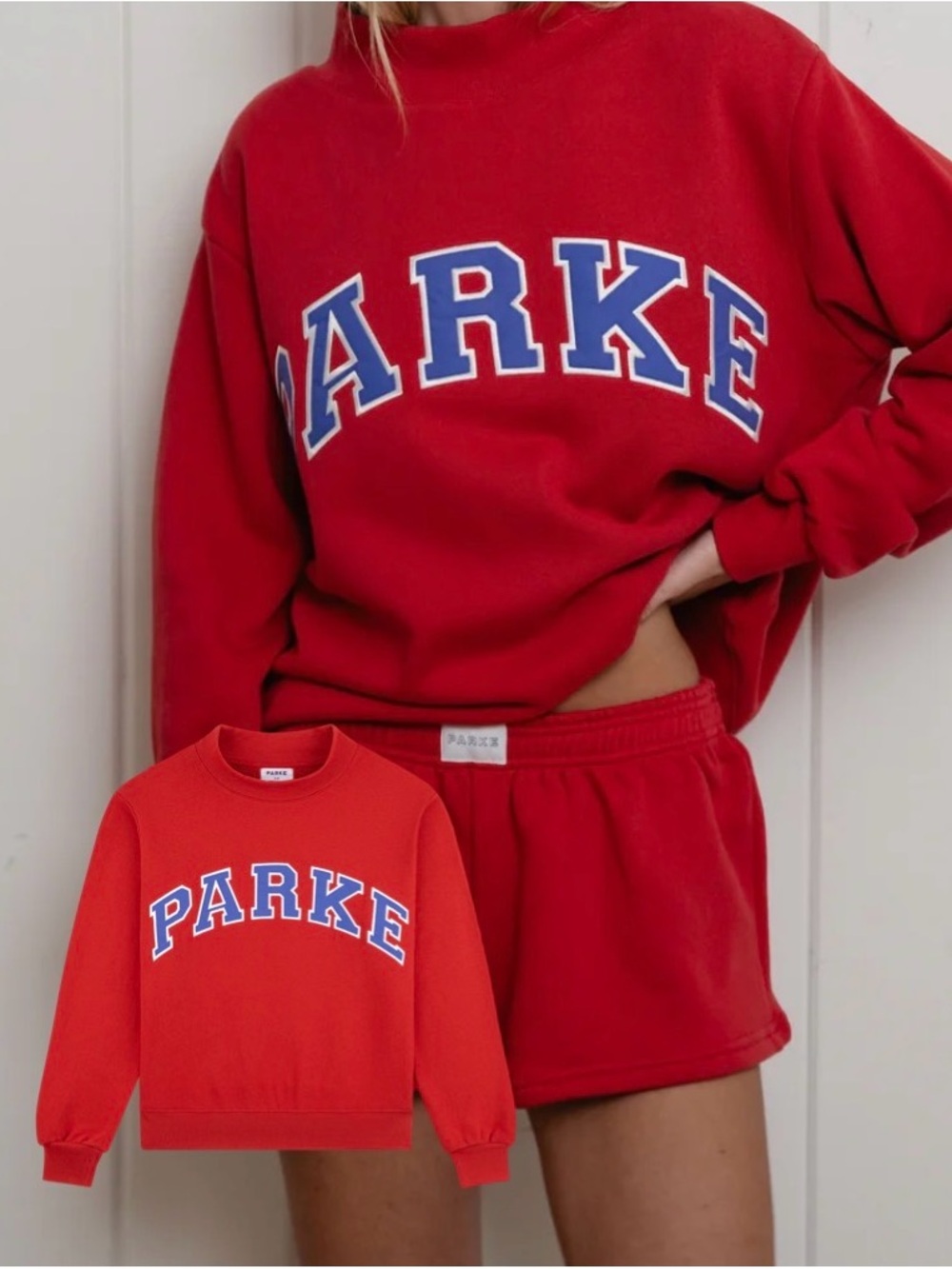 NWT! PARKE varsity Mockneck Sweatshirt sail & drift- low tide, size L/XL